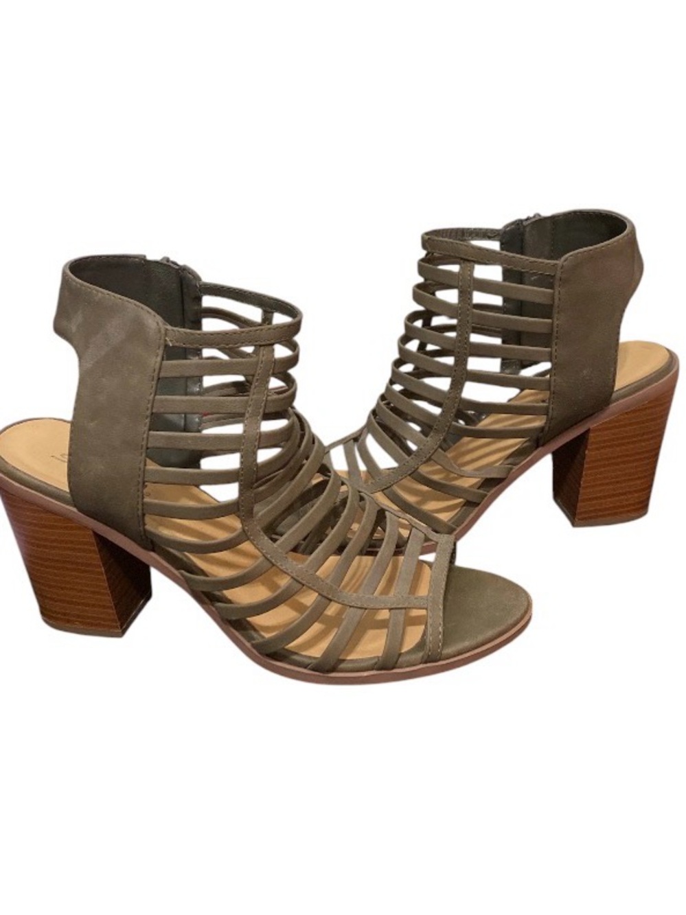 Corkys Olive Strappy Block Heel Sandals - Picture 4 of 8